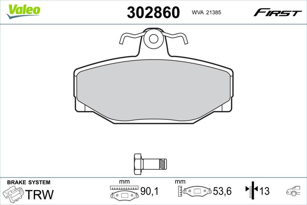 Jeu de 4 plaquettes de frein VALEO ref. 302860